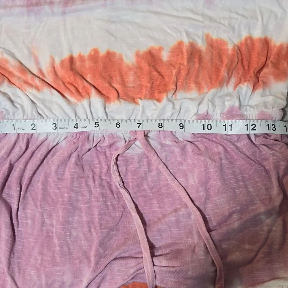 Knox Rose Low Back Scoop Neck Tie Dye Maxi‎ Dress White Pink Orange Medium